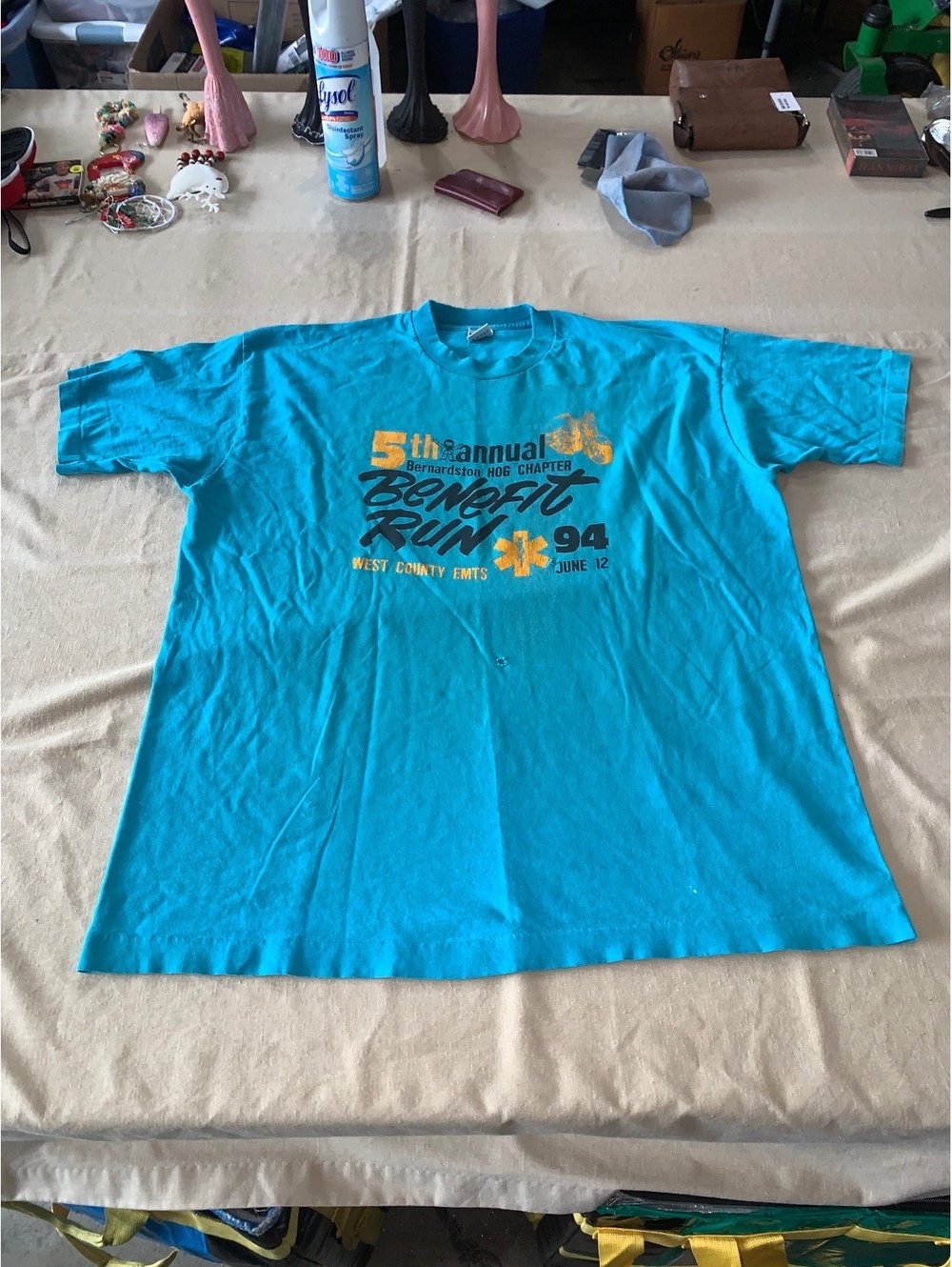 Bernardston HOG Chapter Benefit Run 94 turquoise T-shirt